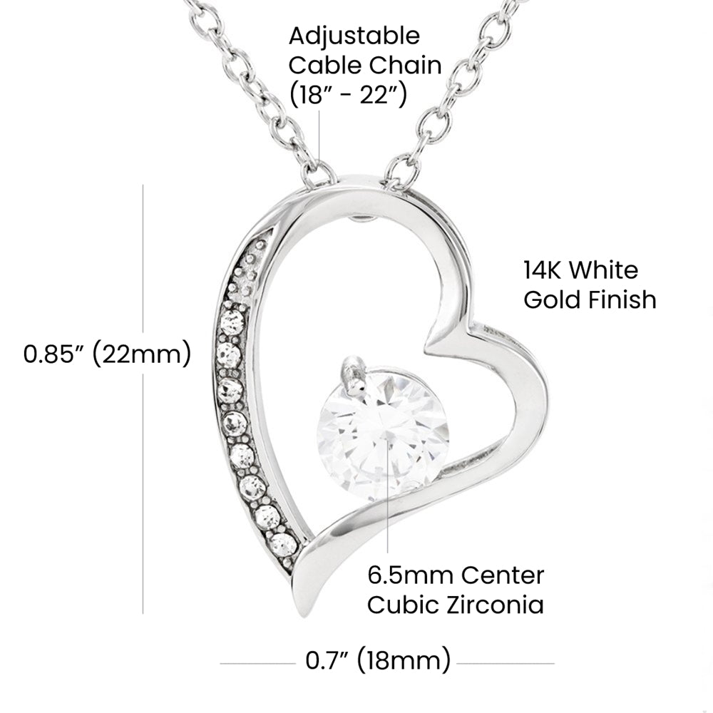 Forever Love Necklace: Personalized Sunflowers Message Card Jewelry 14k White Gold Finish Mahogany Style Luxury Box with LED The Sterling Clover & Co.