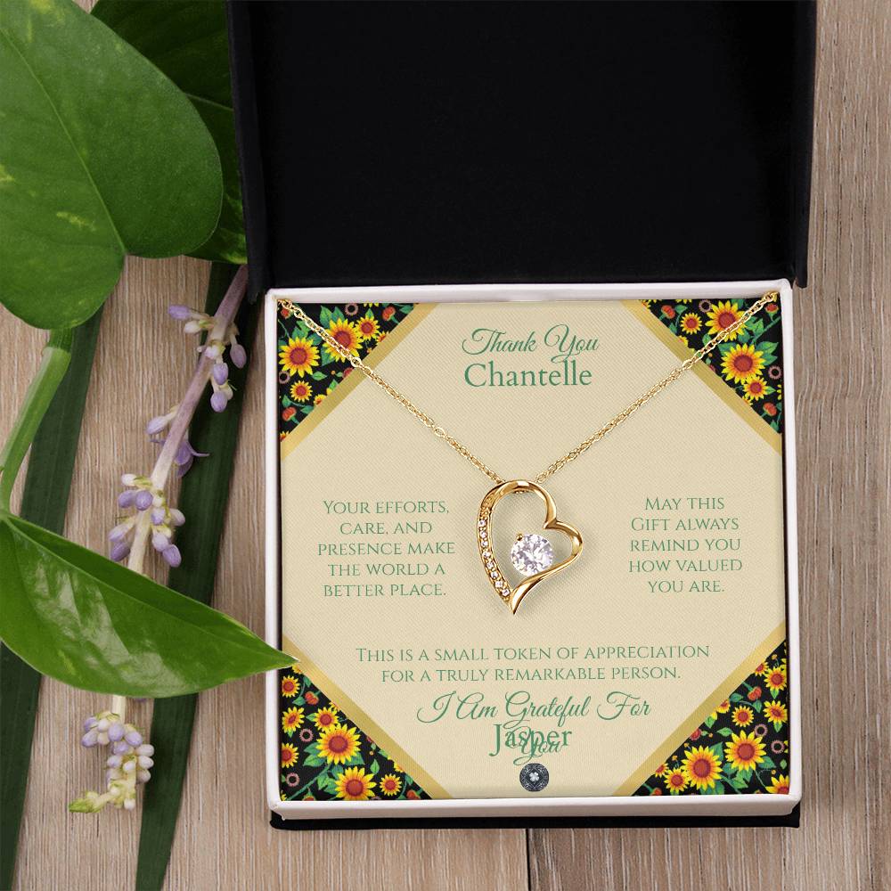 Forever Love Necklace: Personalized Sunflowers Message Card