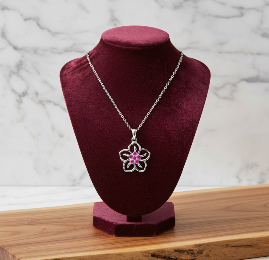 Sterling Silver Floral Pendant Necklace
