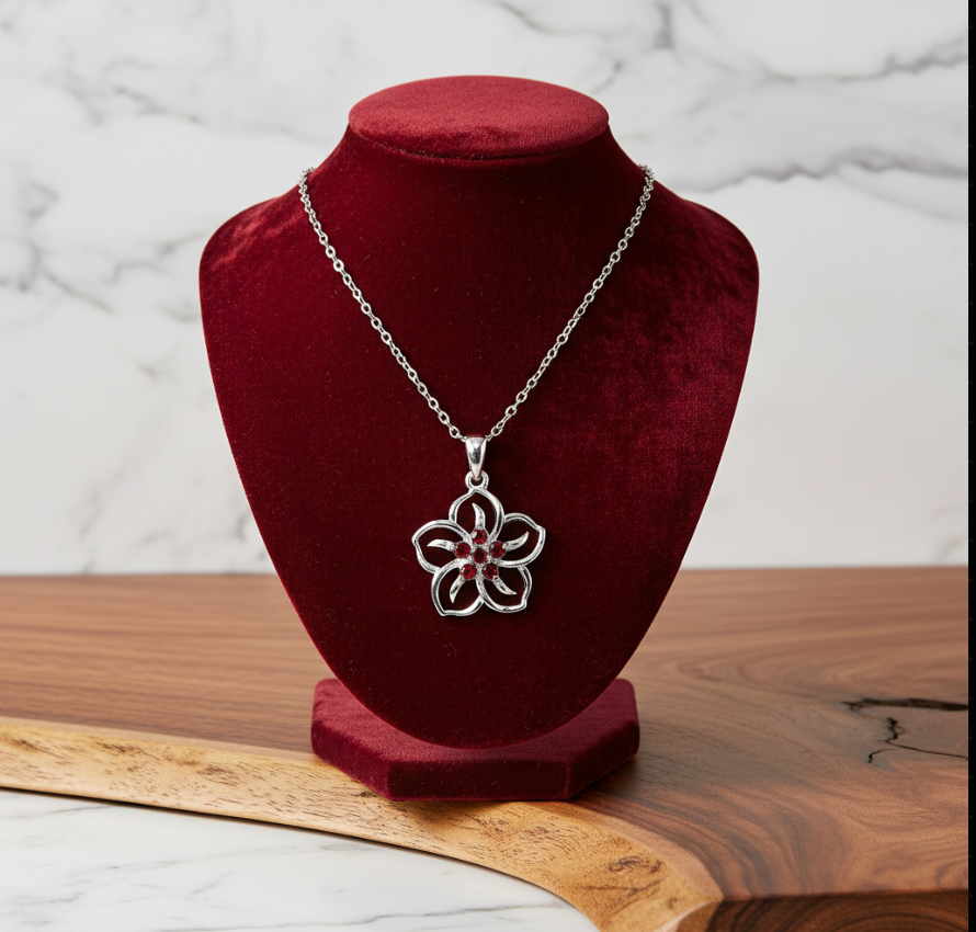 Sterling Silver Floral Pendant Necklace