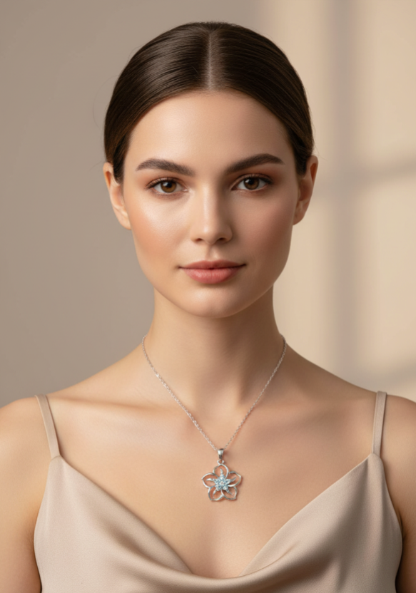 Sterling Silver Floral Pendant Necklace