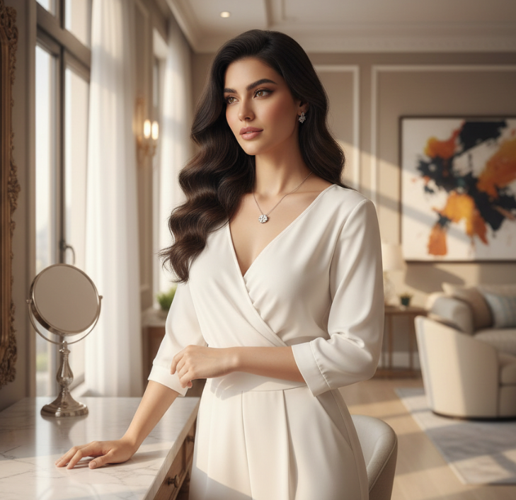 Luminous Pearl Finish Convertible Clover and Heart Necklace