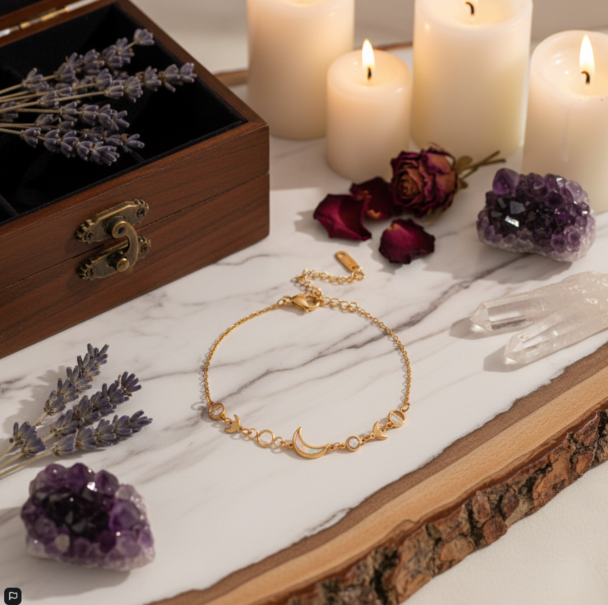 18k gold moon crescent gold-plated silver bracelet