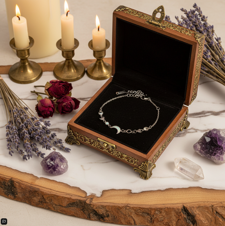 18k gold moon crescent gold-plated silver bracelet