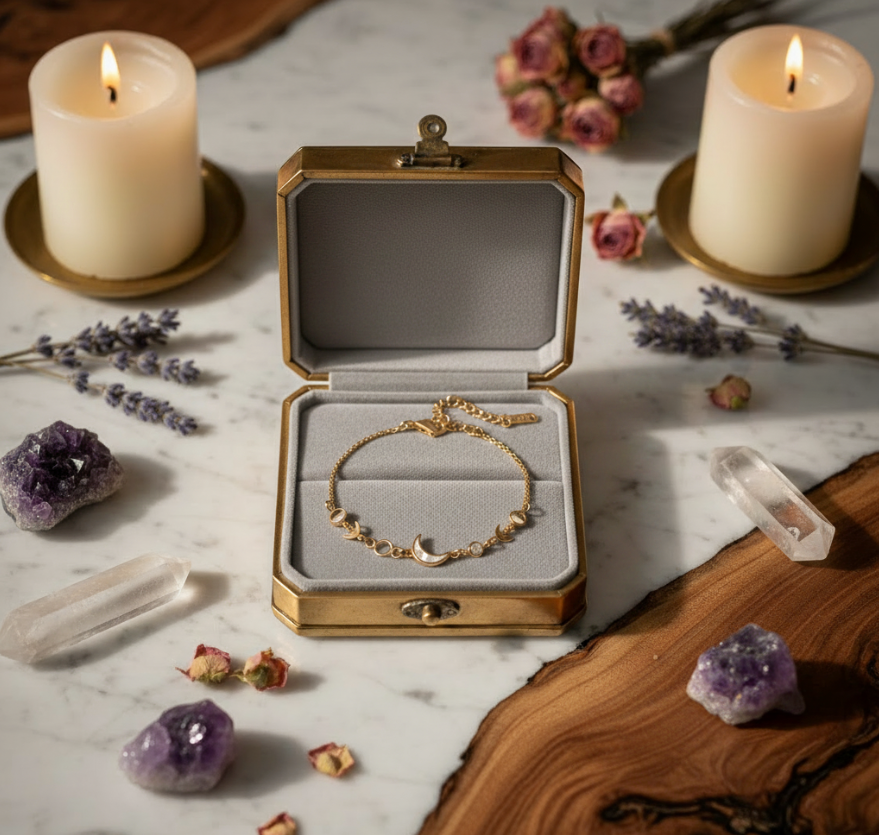 18k gold moon crescent gold-plated silver bracelet