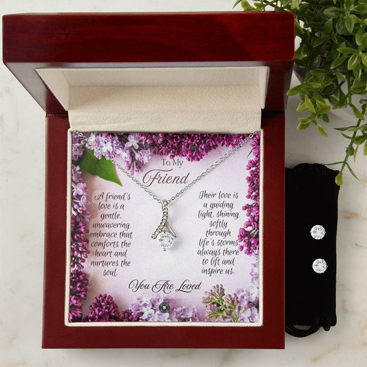 Alluring Beauty Necklace & Earring Set: Friend Jewelry 14k White Gold Two Tone Box The Sterling Clover & Co.