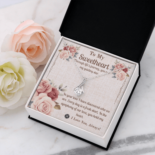 Alluring Beauty Necklace: Sweetheart Jewelry 14k White Gold Finish Two Tone Box The Sterling Clover & Co.