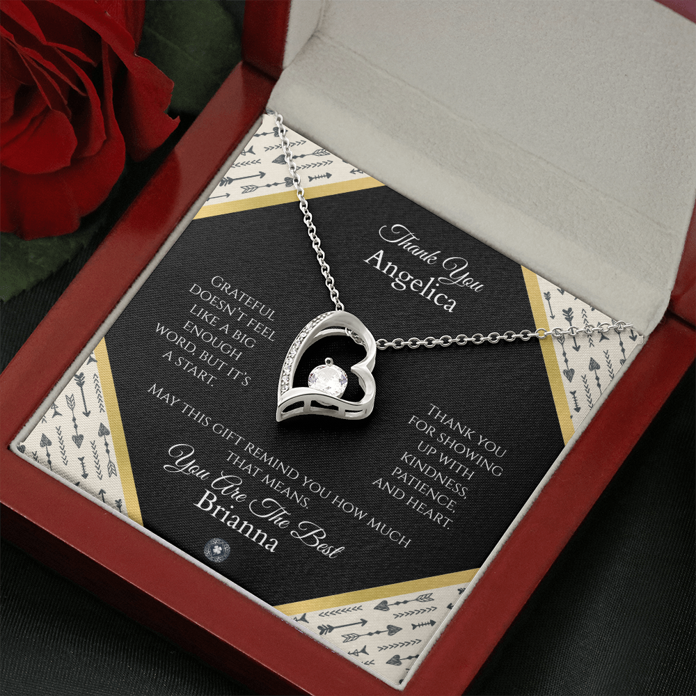 Forever Love Necklace: Personalized Onyx Arrow Message Card