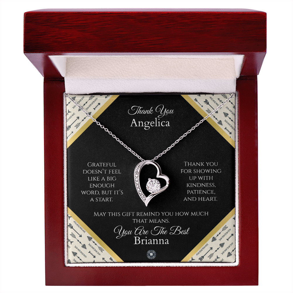 Forever Love Necklace: Personalized Onyx Arrow Message Card