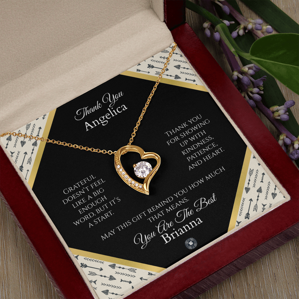 Forever Love Necklace: Personalized Onyx Arrow Message Card