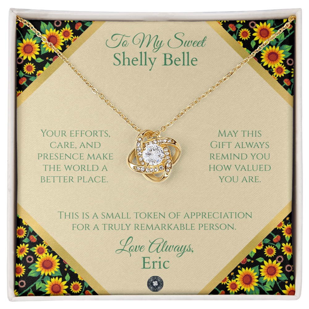 Love Knot Necklace: Personalized Sunflowers Message Card