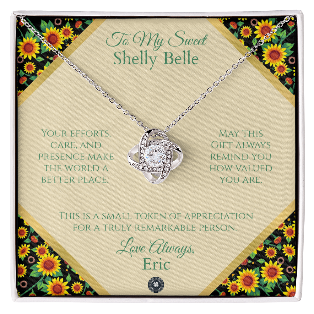 Love Knot Necklace: Personalized Sunflowers Message Card