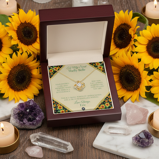 Love Knot Necklace: Personalized Sunflowers Message Card