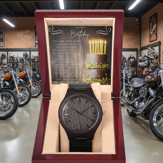 Sandalwood & Leather Wooden Watch: Cherished Birthday