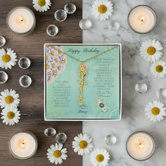 Birth Flower & Name Necklace: April