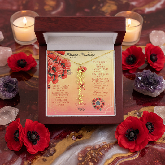 Birth Flower & Name Necklace: August