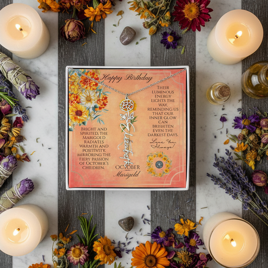 Birth Flower & Name Necklace: October