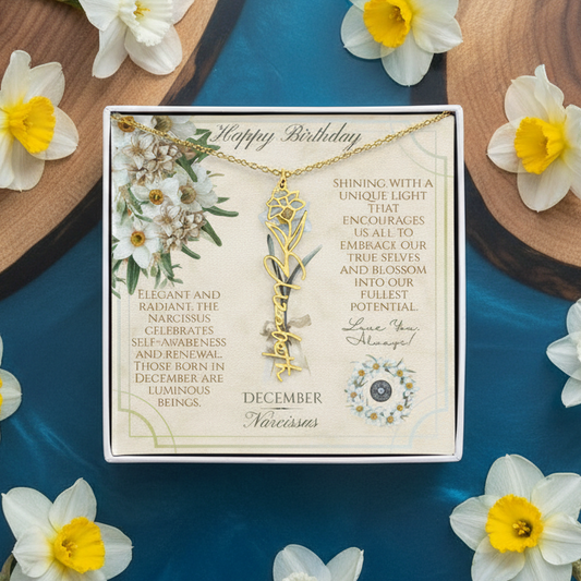 Birth Flower & Name Necklace: December