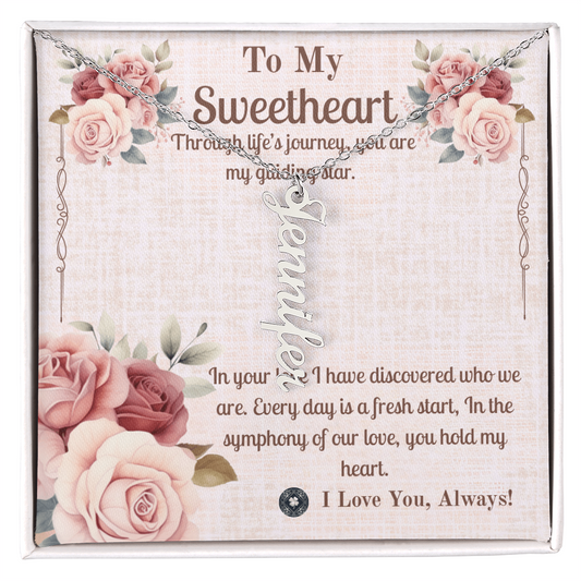 Vertical Name Necklace: Sweetheart