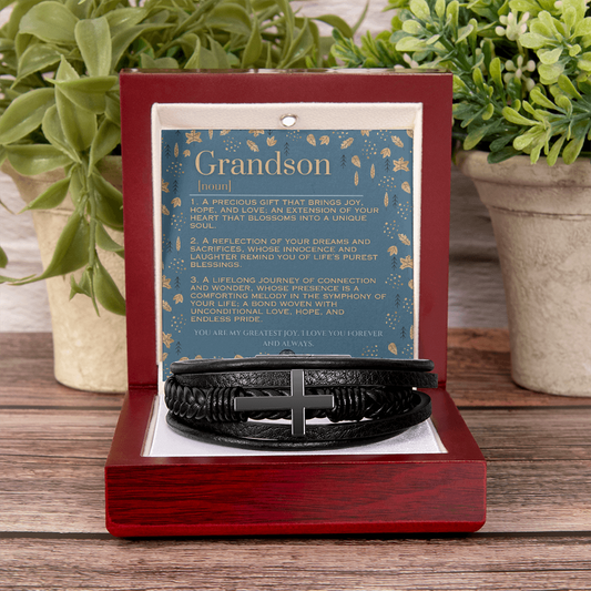 Men's Cross Bracelet: For Grandson