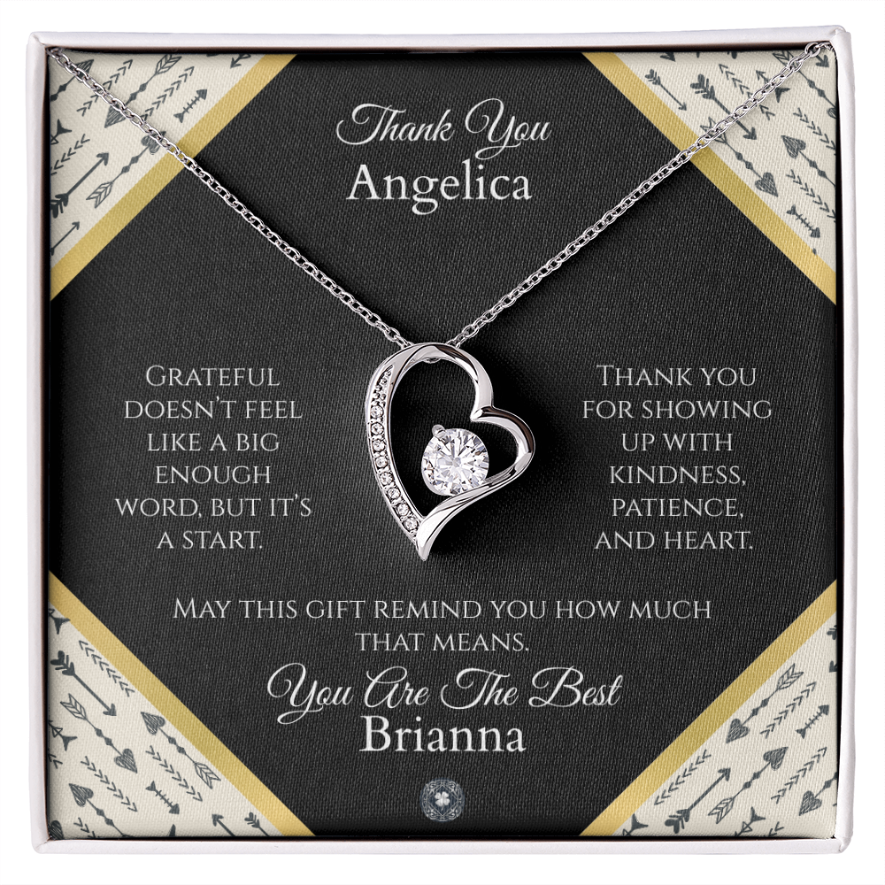 Forever Love Necklace: Personalized Onyx Arrow Message Card