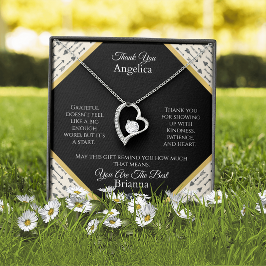 Forever Love Necklace: Personalized Onyx Arrow Message Card