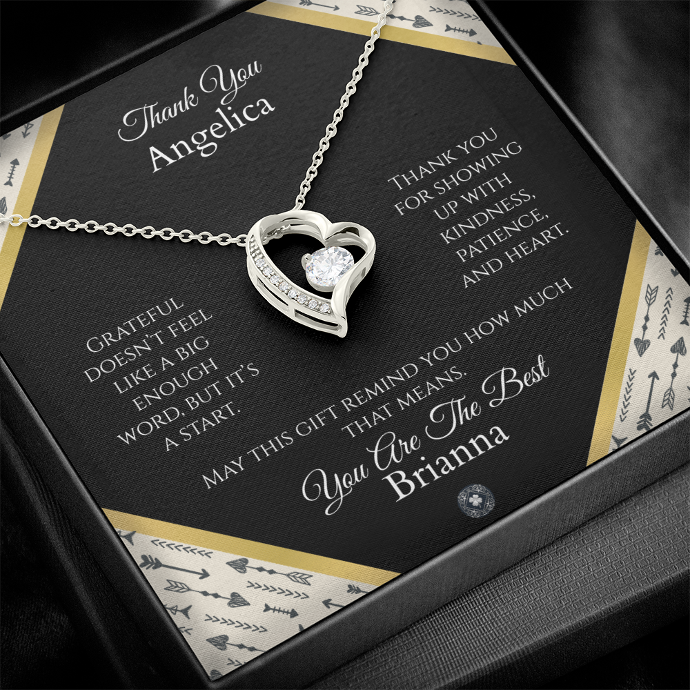 Forever Love Necklace: Personalized Onyx Arrow Message Card