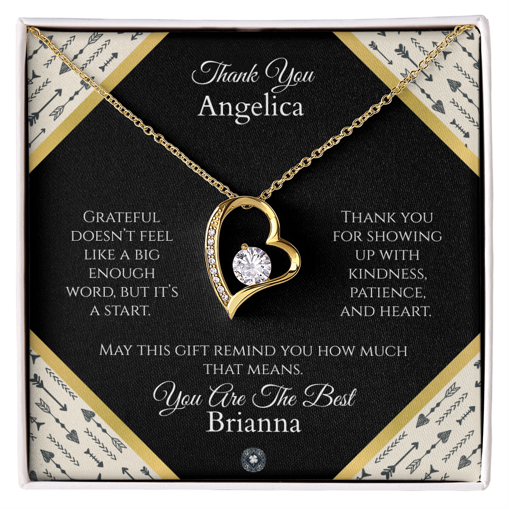 Forever Love Necklace: Personalized Onyx Arrow Message Card