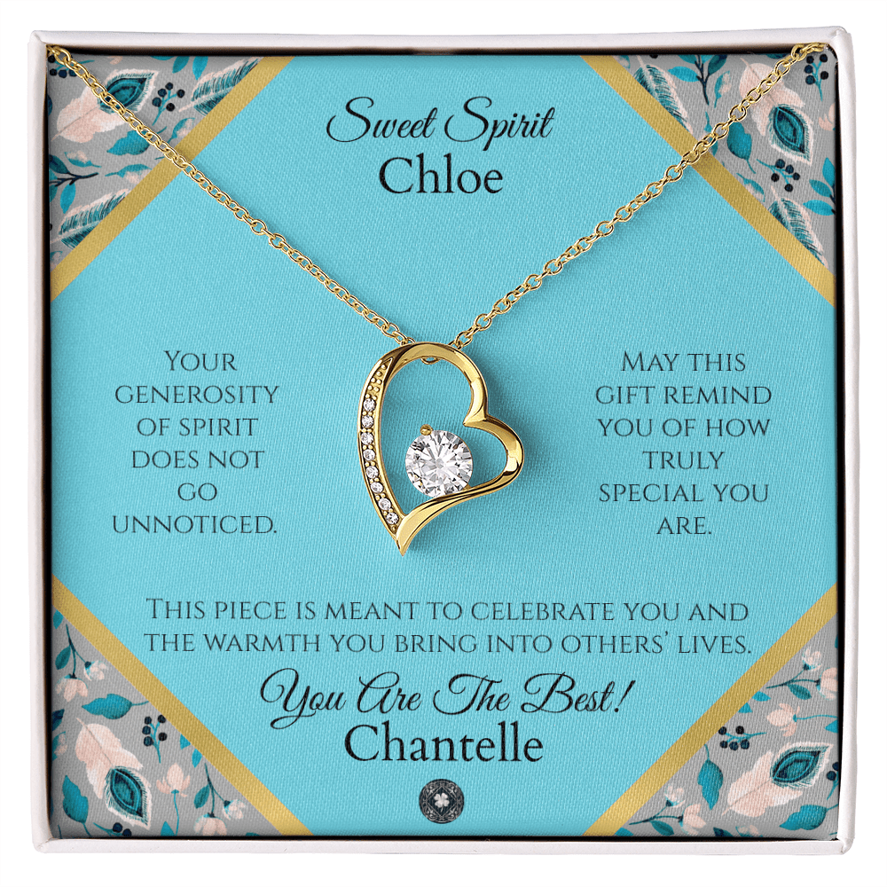 Forever Love Necklace: Personalized Azure Feather Message Card Jewelry 18k Yellow Gold Finish Mahogany Style Luxury Box with LED The Sterling Clover & Co.