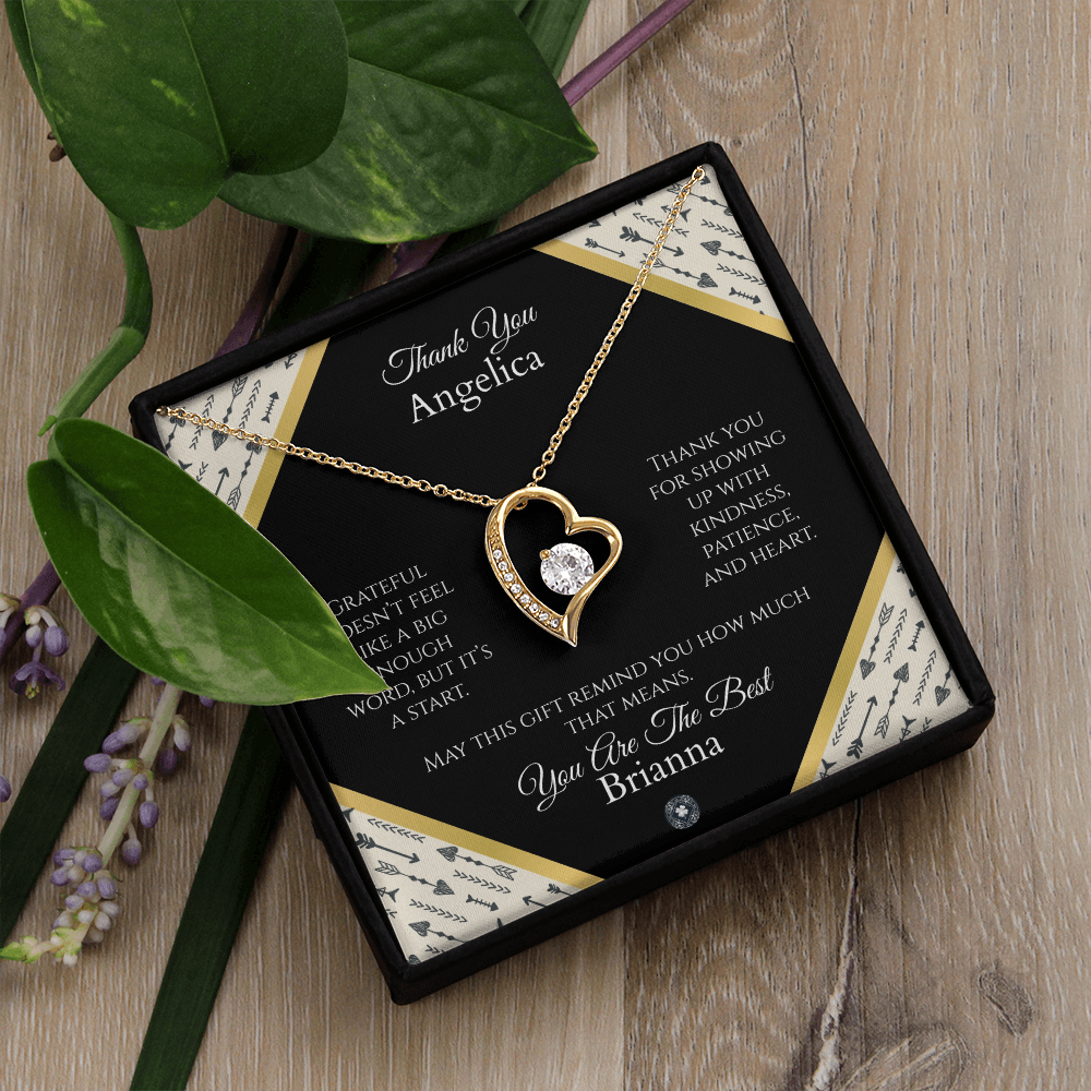 Forever Love Necklace: Personalized Onyx Arrow Message Card