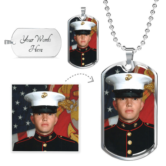 Dog Tag Necklace: Custom Photo Upload with Engraving