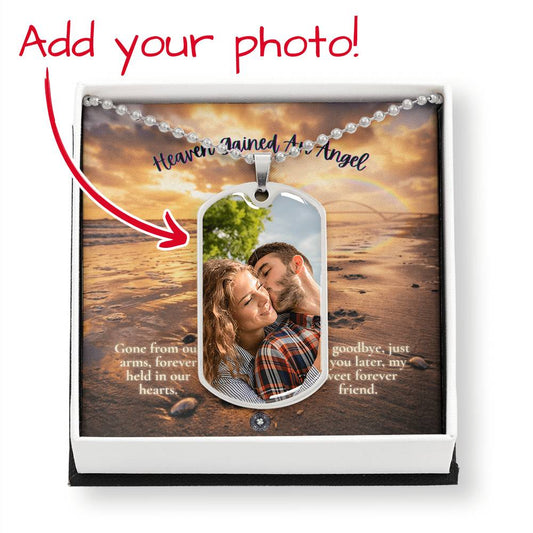 Dog Tag Necklace Custom Photo Upload with Engraving: Rainbow Bridge