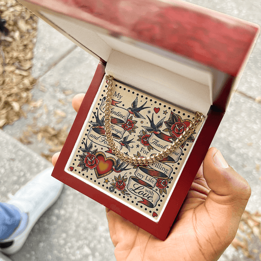 Cuban Link Chain: Valentine's Day Collection Jewelry Silver Stainless Steel Forever Valentine Two Tone Box The Sterling Clover & Co.