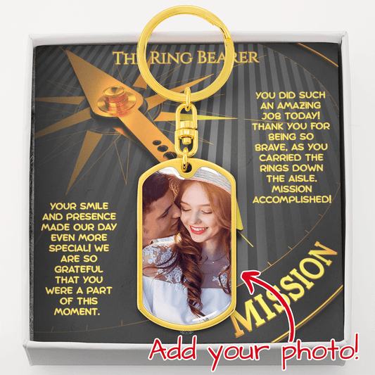 Custom Dog Tag Keychain: Mission Impossible Ring Bearer Jewelry 18k Yellow Gold No The Sterling Clover & Co.