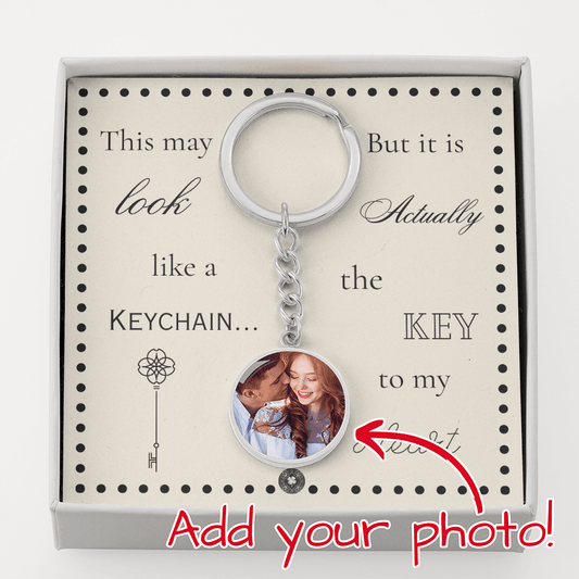 Custom Photo Upload Circle Keychain: Simple Love Jewelry Silver Stainless Steel No The Sterling Clover & Co.