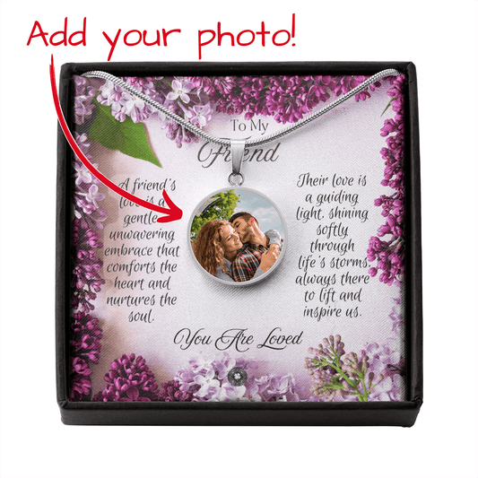 Custom Photo Upload Circle Pendant Necklace: Friend Jewelry Silver Stainless Steel No The Sterling Clover & Co.