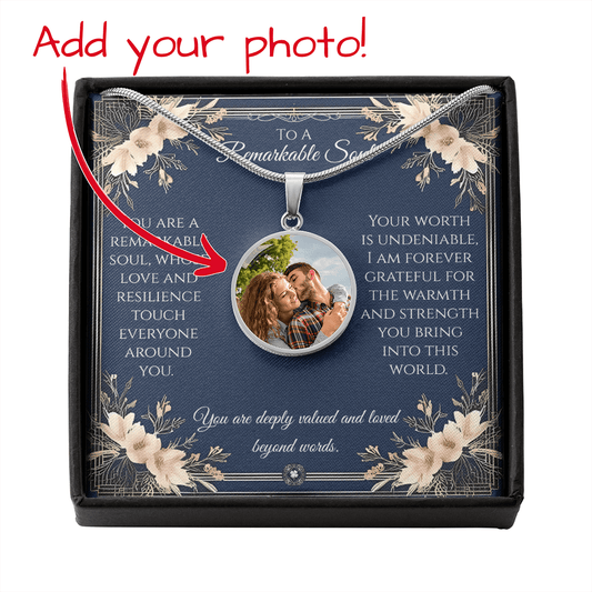 Custom Photo Upload Circle Pendant Necklace: Remarkable Jewelry Silver Stainless Steel No The Sterling Clover & Co.