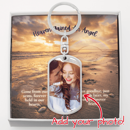 Custom Photo Upload Dog Tag Keychain: Rainbow Bridge Jewelry Silver Stainless Steel No The Sterling Clover & Co.