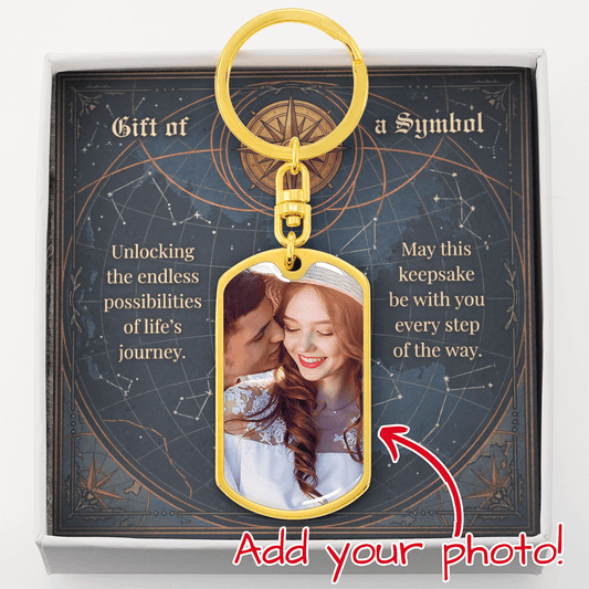 Custom Photo Upload Dog Tag Keychain: Sky Map Jewelry 18k Yellow Gold No The Sterling Clover & Co.