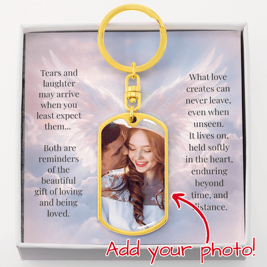 Custom Photo Upload Graphic Dog Tag Keychain: Angel In Heaven Jewelry 18k Yellow Gold No The Sterling Clover & Co.