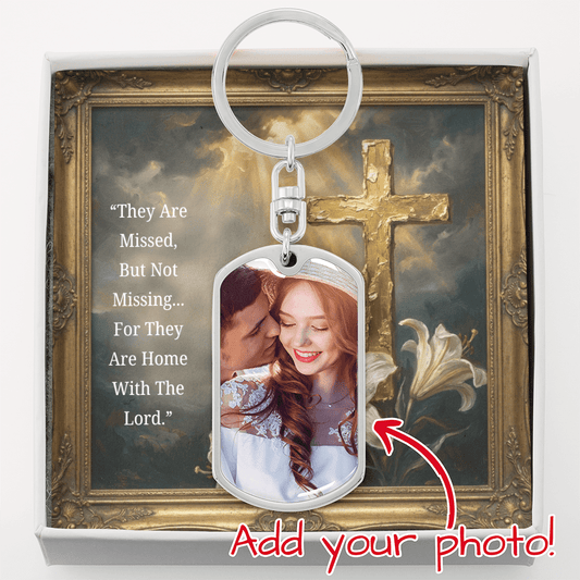 Custom Photo Upload Graphic Dog Tag Keychain: Painted Cross Jewelry Silver Stainless Steel No The Sterling Clover & Co.