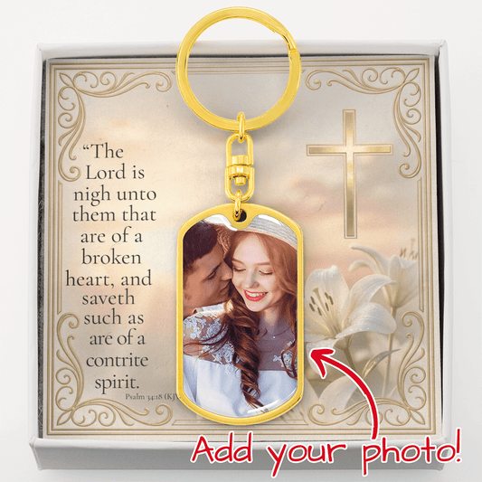 Custom Photo Upload Graphic Dog Tag Keychain: Peace Jewelry 18k Yellow Gold No The Sterling Clover & Co.