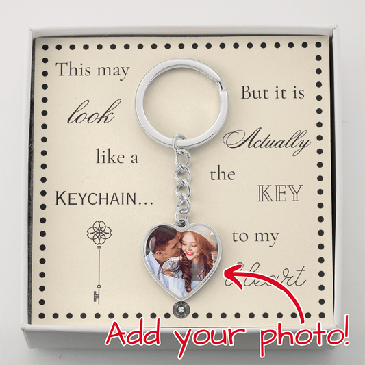 Custom Photo Upload Heart Keychain: Simple Love Jewelry Silver Stainless Steel No The Sterling Clover & Co.