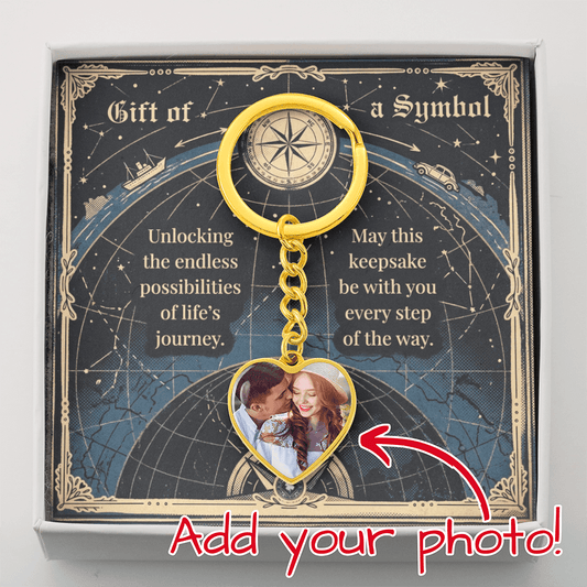 Custom Photo Upload Heart Keychain: Sky Map Jewelry 18k Yellow Gold) No The Sterling Clover & Co.