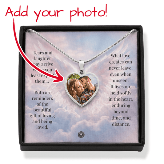 Custom Photo Upload Heart Necklace: Angel In Heaven Jewelry Silver Stainless Steel No The Sterling Clover & Co.