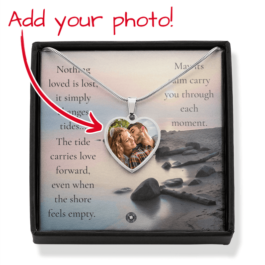 Custom Photo Upload Heart Necklace: Calm Jewelry Silver Stainless Steel No The Sterling Clover & Co.