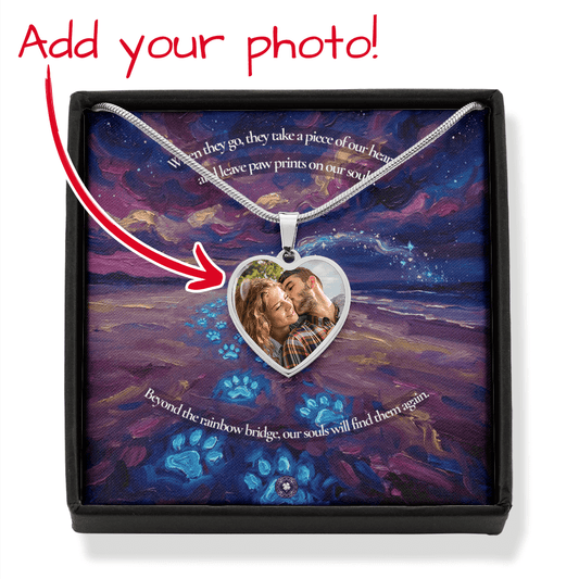Custom Photo Upload Heart Necklace: Dream Bridge Jewelry Silver Stainless Steel No The Sterling Clover & Co.