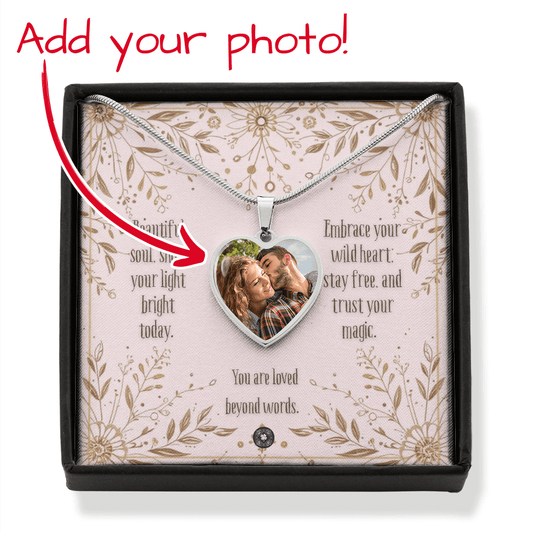 Custom Photo Upload Heart Necklace: Free Spirit Jewelry Silver Stainless Steel No The Sterling Clover & Co.