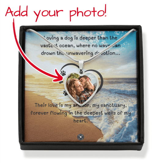 Custom Photo Upload Heart Necklace: Ocean Love Jewelry Silver Stainless Steel No The Sterling Clover & Co.