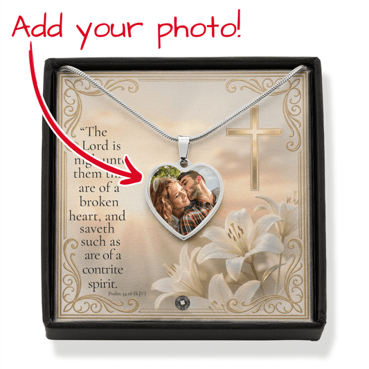 Custom Photo Upload Heart Necklace: Peace Jewelry Silver Stainless Steel No The Sterling Clover & Co.